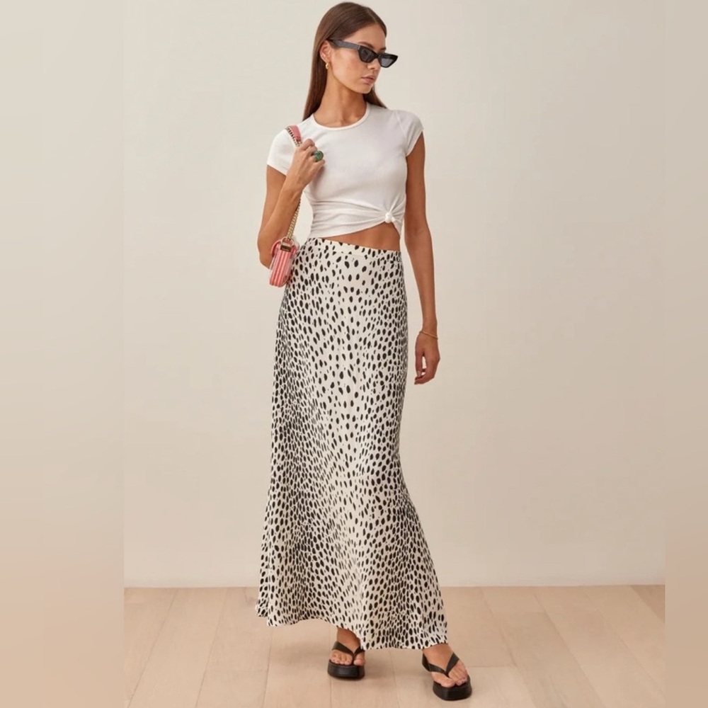 Reformation Bea Leopard Animal Print Maxi Skirt 0 XS